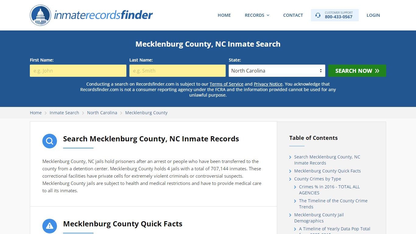 Mecklenburg County, NC Inmate Lookup & Jail Records Online - RecordsFinder